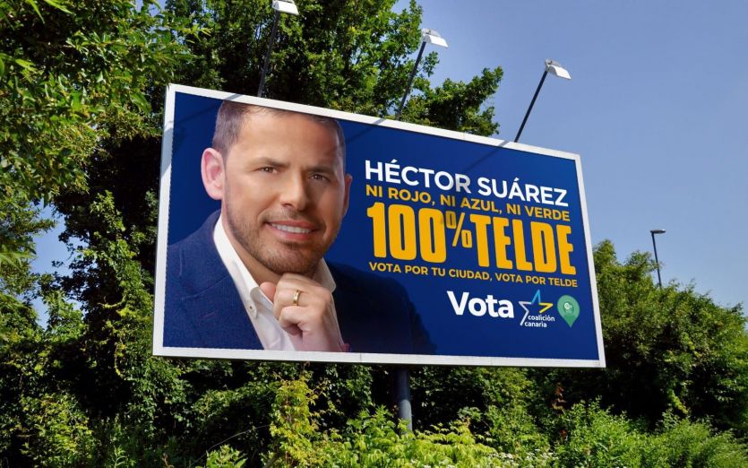 Valla exterior de grandes dimensiones para promocionar campaña política a la alcaldía de Telde para Héctor Suárez.
