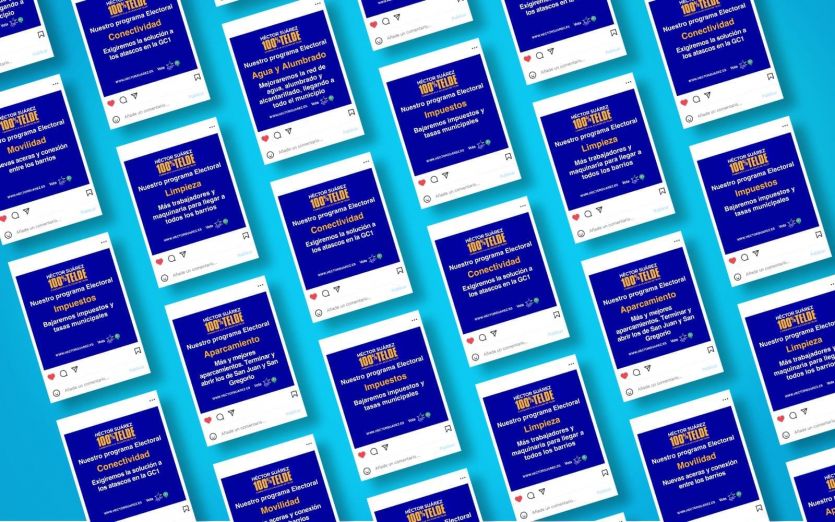 Montaje con conjunto de publicaciones para promocionar campaña política a la alcaldía de telde para Héctor Suárez