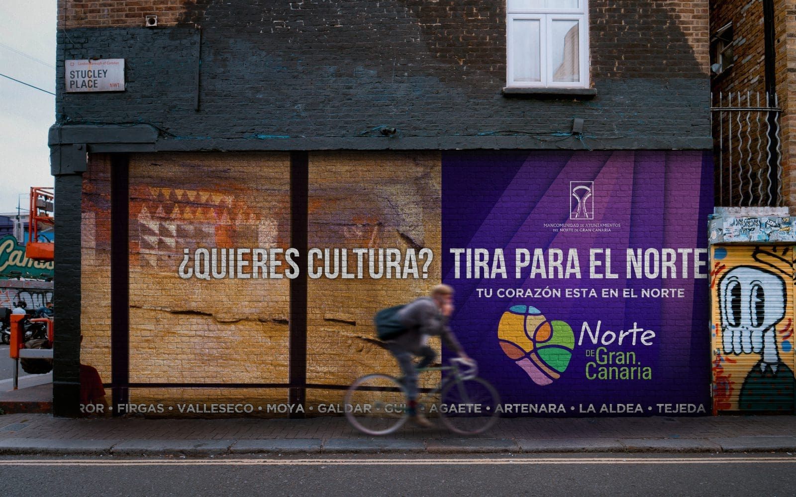 Pared exterior de grandes dimensiones Mancomunidad del Norte campaña Tu corazón está en el norte