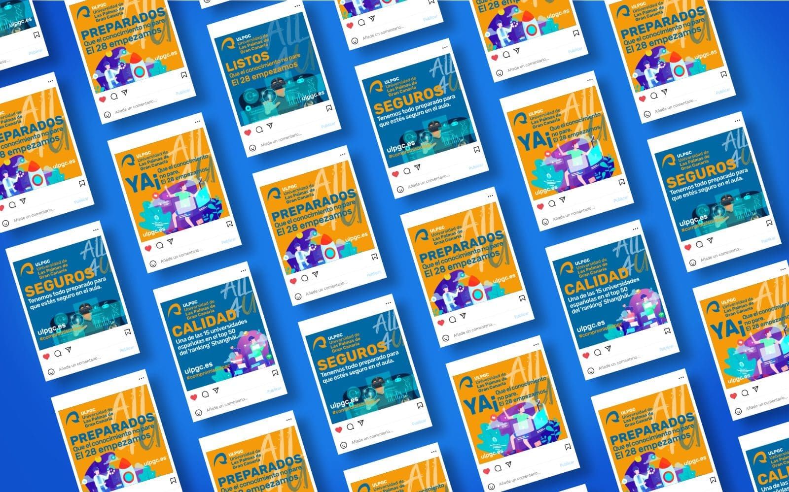 Montaje con conjunto de publicaciones para promocionar los diferentes servicios de la ULPGC