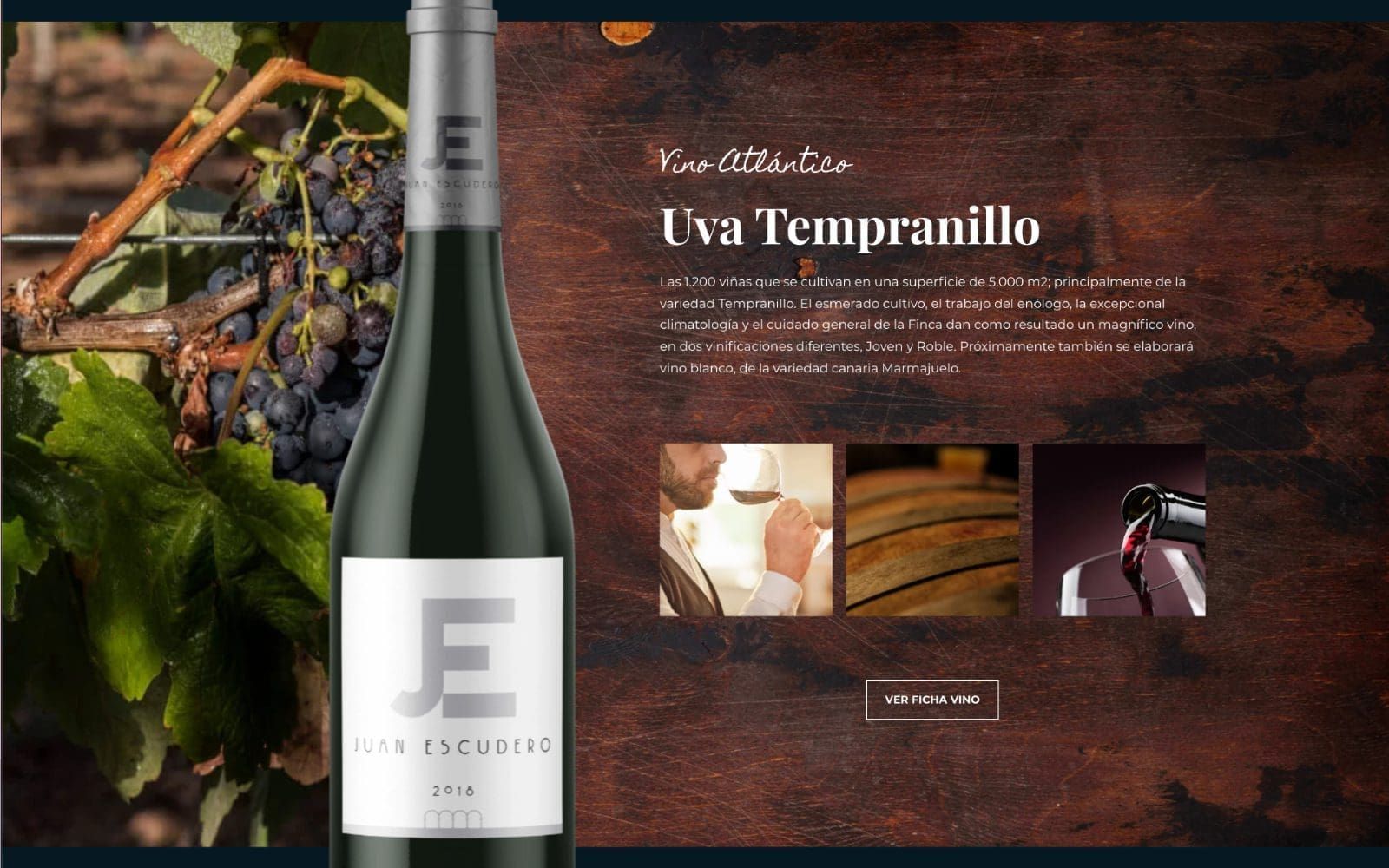 Captura de pantalla de web de finca Escudero, finca de Santa Brígida dedicada a la producción de vino y aceite de oliva