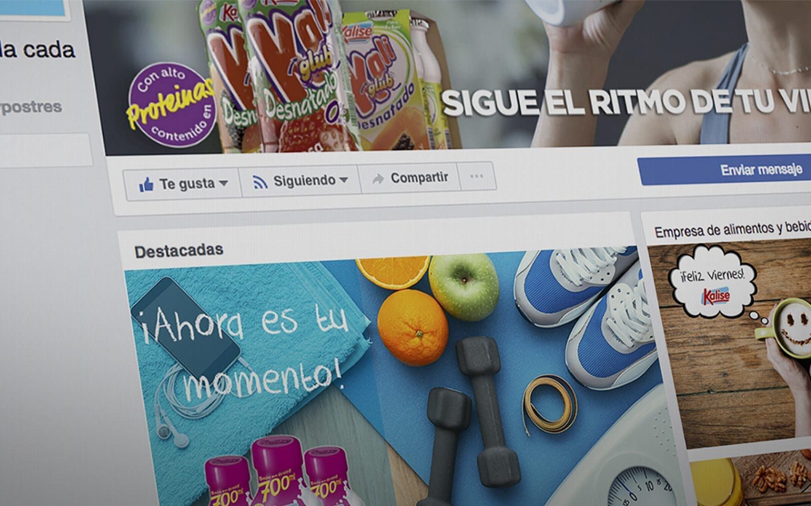 Fotografia de pantalla de ordenador en la que vemos la portada de Facebook de Kalise