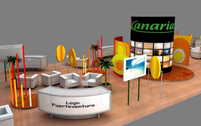 Proyecto 3D del estand del patronato de turismo de Canarias