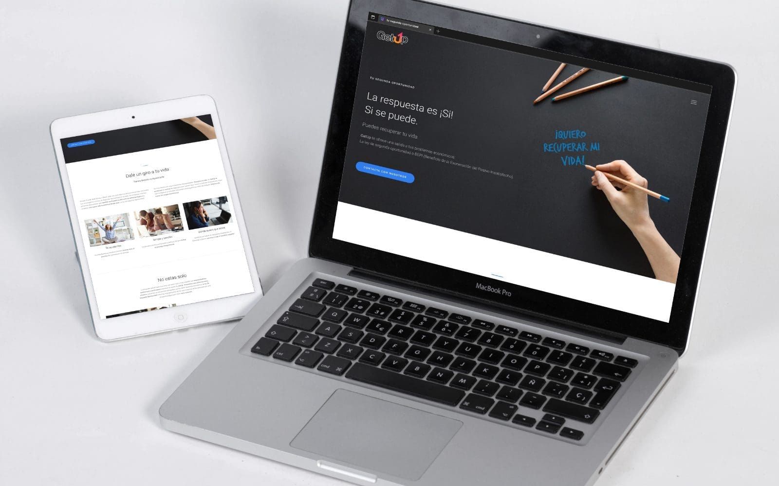 Web de GetUp empresa de servicios financieros en diferentes dispositivos