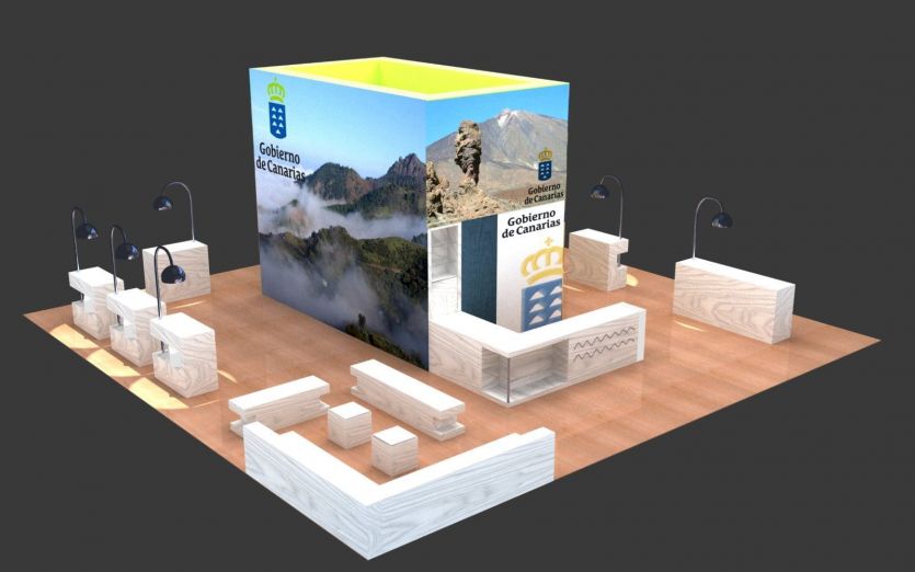 Proyecto 3D del estand del patronato de turismo de Canarias