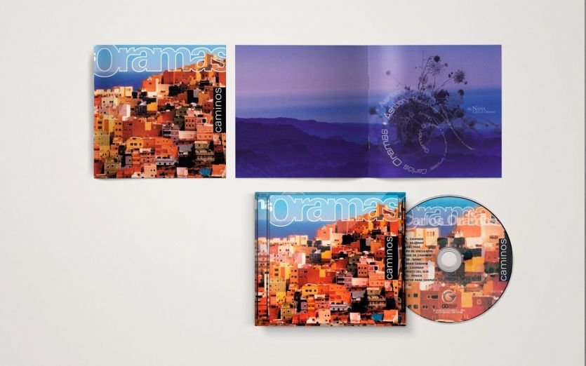 Carátula e interior de CD del compositor canario Carlos Oramas de título: caminos