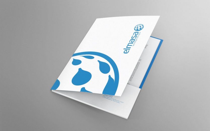 Carpeta estándar Elmasa. Diseño de papelería elmasa. Como parte de la estrategia de Branding